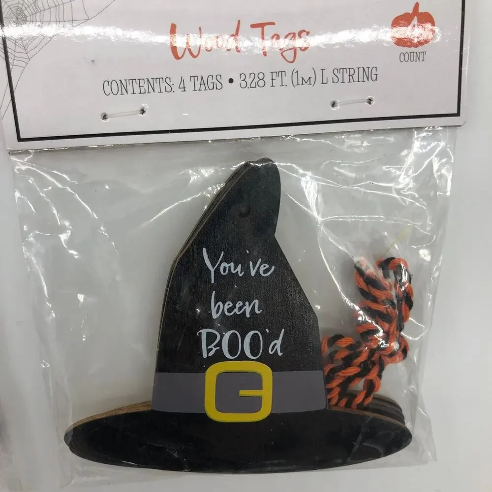 Set of 4 Target Bullseye Wood Halloween Gift Craft Tags 16 Ghost Candy Corn